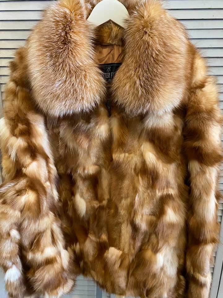 Golden fox fur coat