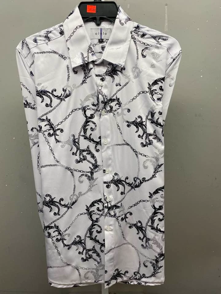 White dress shirt with baroque chain pattern
