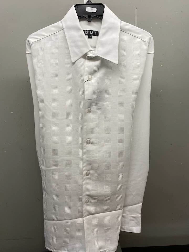 White textured checkered dress shirt